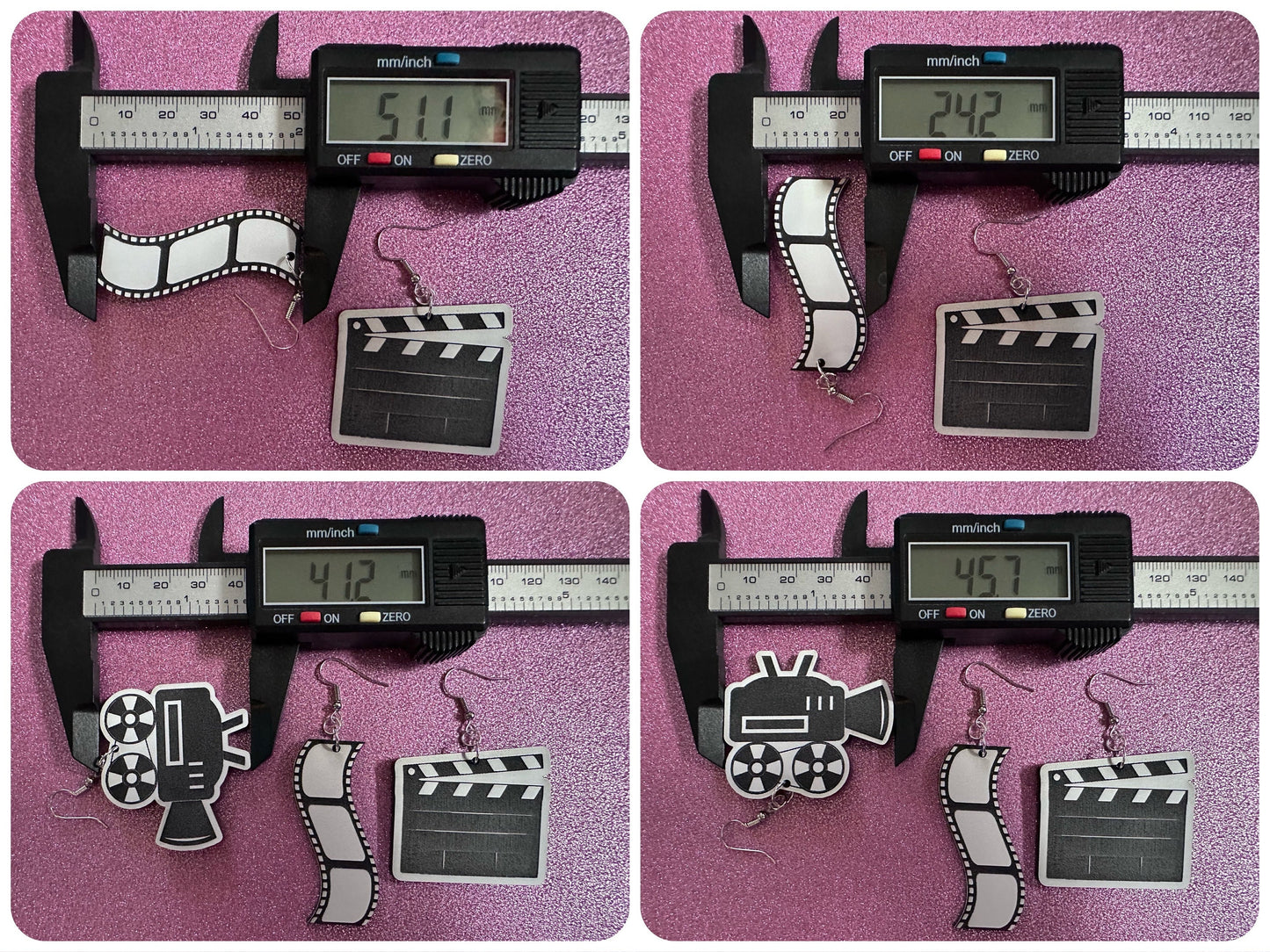 Movie Set Earrings: Laser Cut Acrylic Video Director Earrings, Film, Video Camera, Movies, Cinema, Rolling, Best Gifts for Her/Him/Them