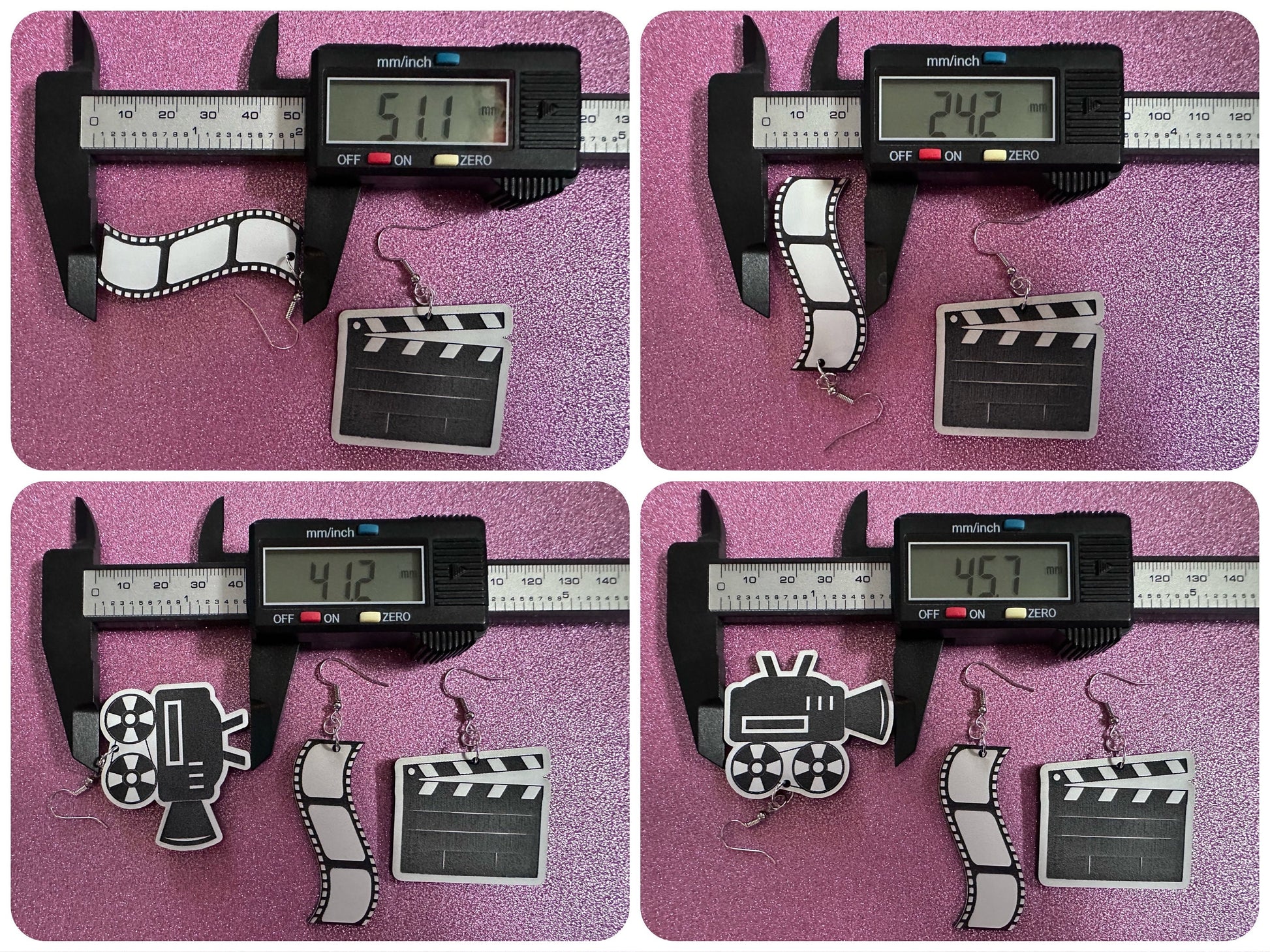 Movie Set Earrings: Laser Cut Acrylic Video Director Earrings, Film, Video Camera, Movies, Cinema, Rolling, Best Gifts for Her/Him/Them