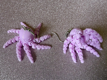Moving Octopus Earrings: 3D Printed Octopuses, Cephalopods, Ocean Animals, Fish, Sea Creatures, Aquatic, Best Gifts for Her/Him/Them