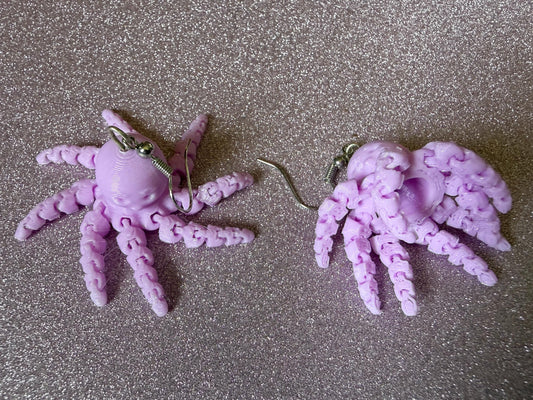 Moving Octopus Earrings: 3D Printed Octopuses, Cephalopods, Ocean Animals, Fish, Sea Creatures, Aquatic, Best Gifts for Her/Him/Them