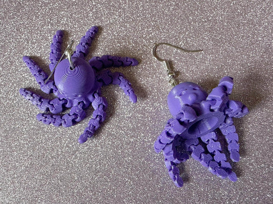 Moving Octopus Earrings: 3D Printed Octopuses, Cephalopods, Ocean Animals, Fish, Sea Creatures, Aquatic, Best Gifts for Her/Him/Them