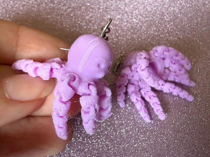 Moving Octopus Earrings: 3D Printed Octopuses, Cephalopods, Ocean Animals, Fish, Sea Creatures, Aquatic, Best Gifts for Her/Him/Them