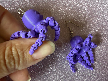 Moving Octopus Earrings: 3D Printed Octopuses, Cephalopods, Ocean Animals, Fish, Sea Creatures, Aquatic, Best Gifts for Her/Him/Them