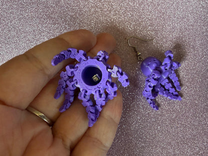 Moving Octopus Earrings: 3D Printed Octopuses, Cephalopods, Ocean Animals, Fish, Sea Creatures, Aquatic, Best Gifts for Her/Him/Them
