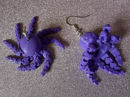 Moving Octopus Earrings: 3D Printed Octopuses, Cephalopods, Ocean Animals, Fish, Sea Creatures, Aquatic, Best Gifts for Her/Him/Them