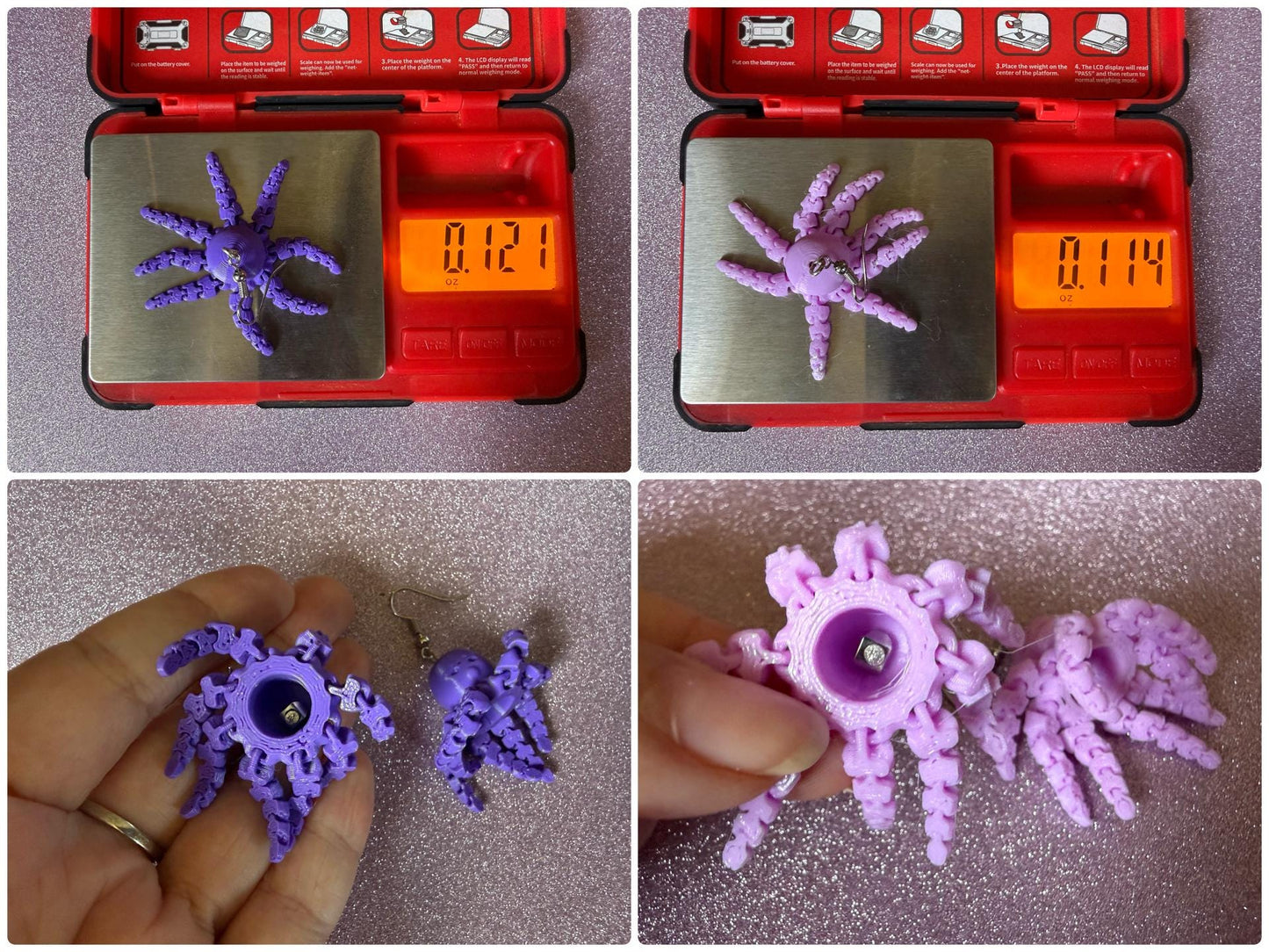 Moving Octopus Earrings: 3D Printed Octopuses, Cephalopods, Ocean Animals, Fish, Sea Creatures, Aquatic, Best Gifts for Her/Him/Them