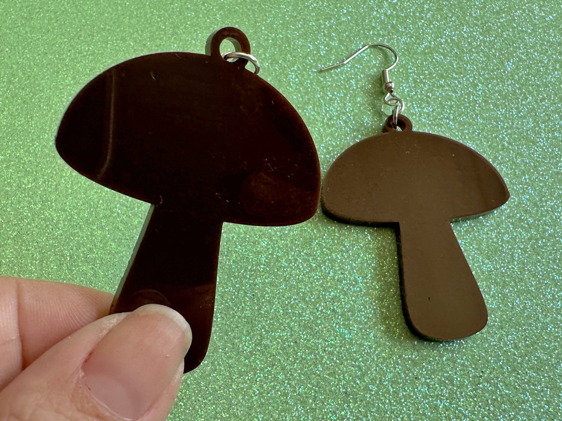 Mushroom Earrings: Dark Brown Laser Cut Acrylic Mushroom Jewelry, Mycology, Foraging, Plants, Whimsical, Fairy, Best Gifts for Her/Him/Them