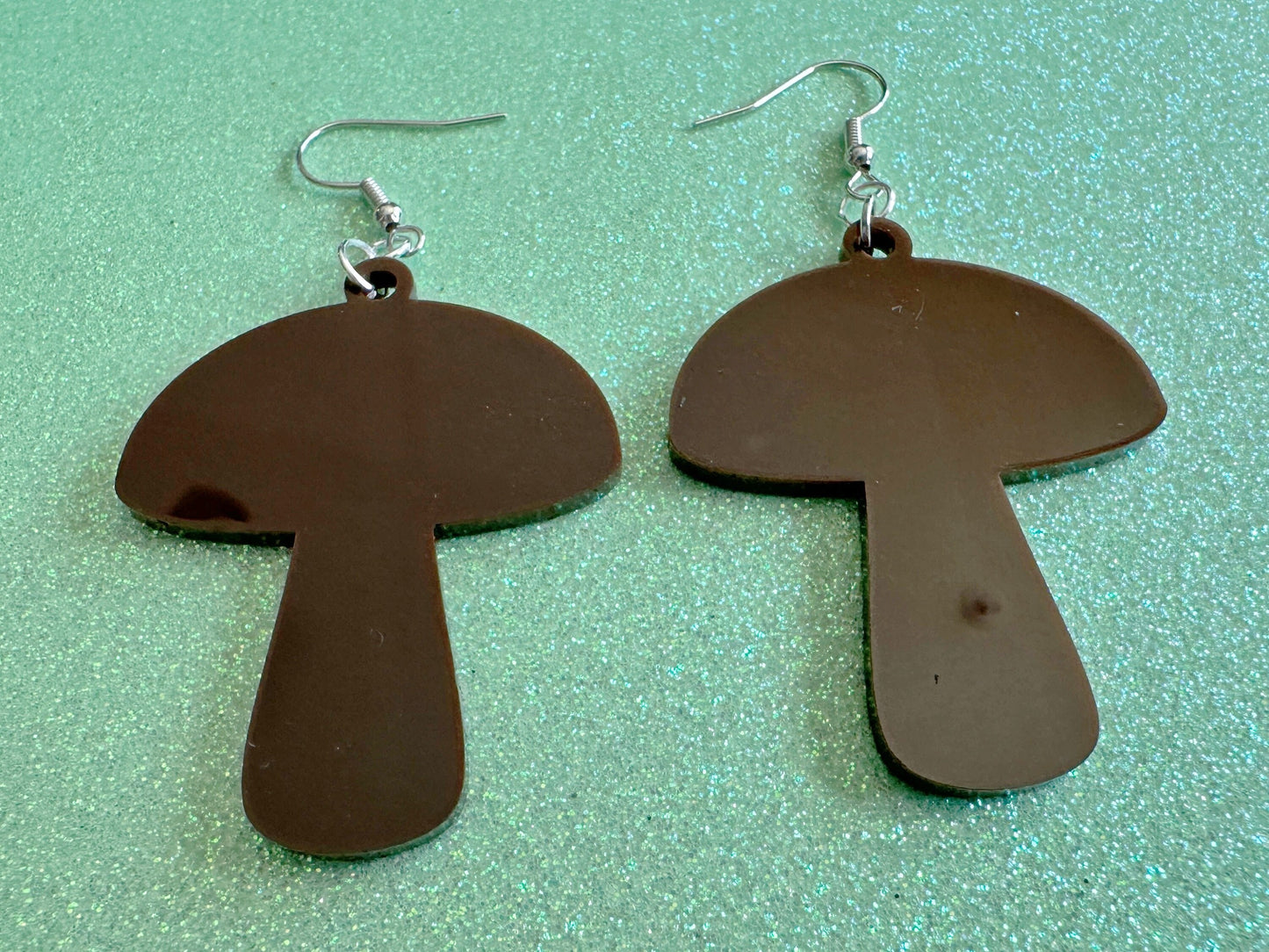 Mushroom Earrings: Dark Brown Laser Cut Acrylic Mushroom Jewelry, Mycology, Foraging, Plants, Whimsical, Fairy, Best Gifts for Her/Him/Them