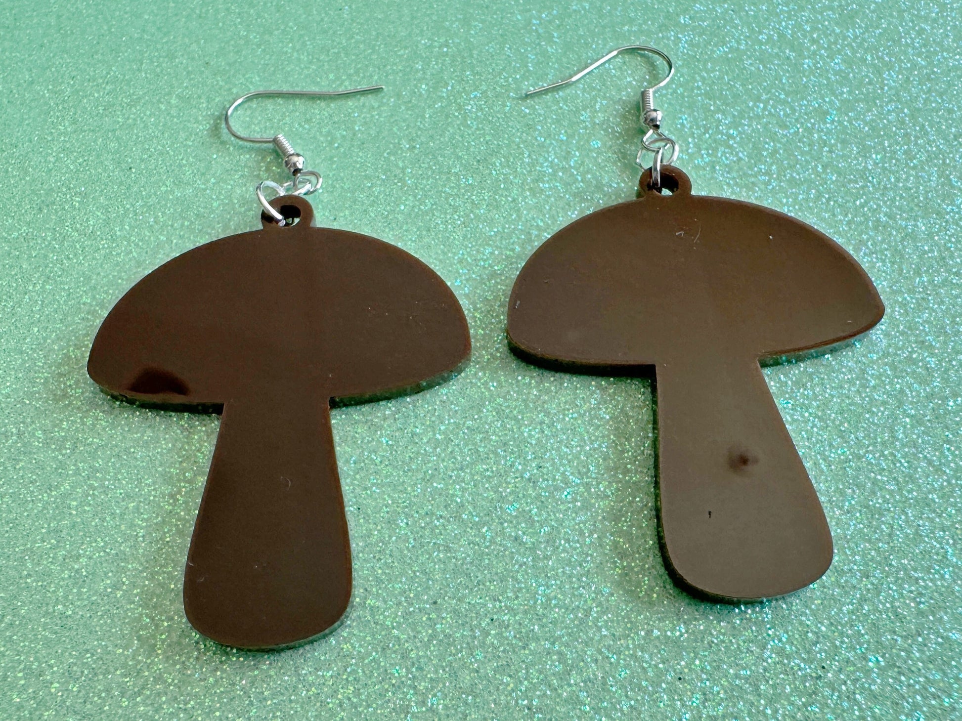 Mushroom Earrings: Dark Brown Laser Cut Acrylic Mushroom Jewelry, Mycology, Foraging, Plants, Whimsical, Fairy, Best Gifts for Her/Him/Them