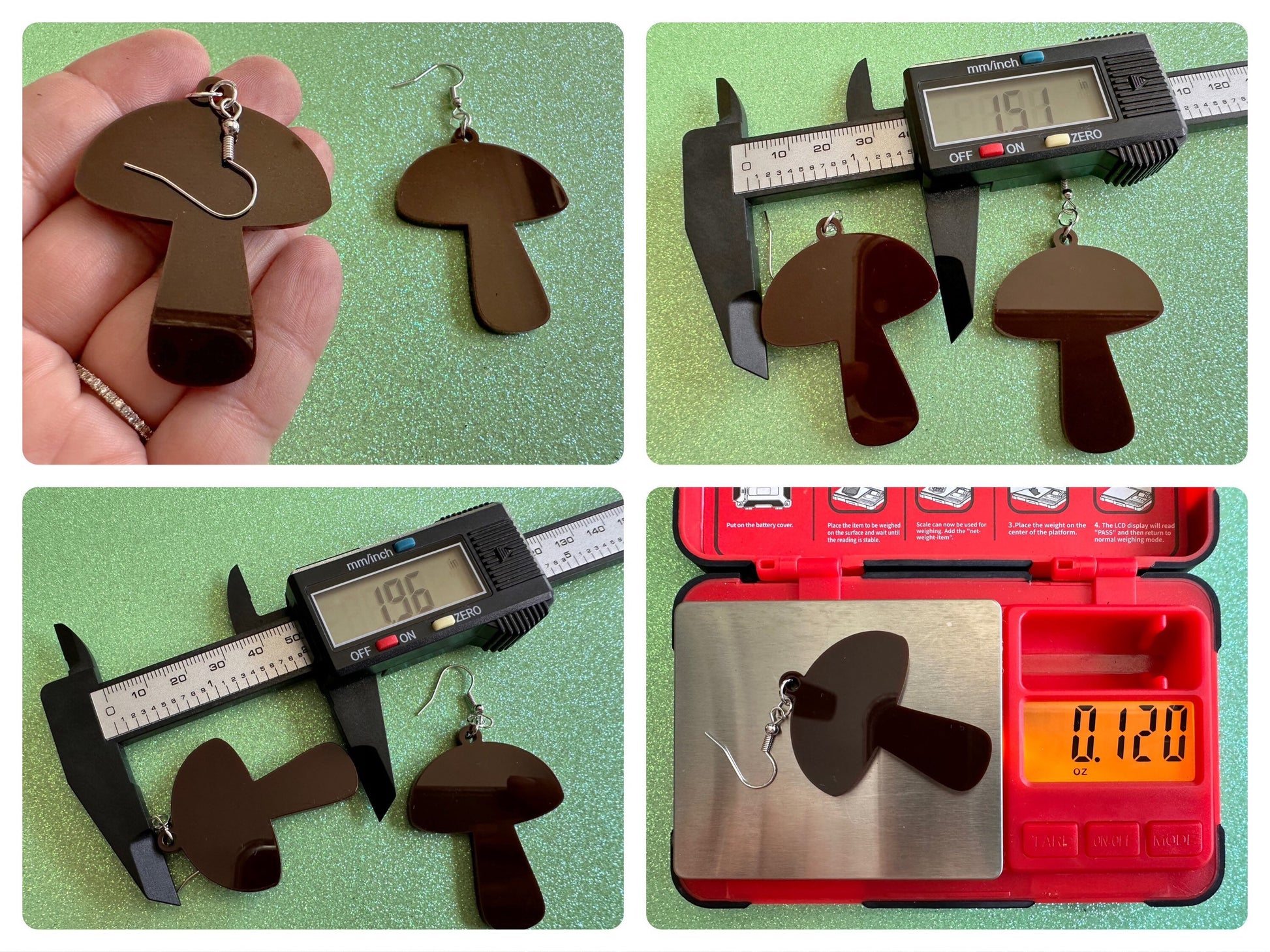 Mushroom Earrings: Dark Brown Laser Cut Acrylic Mushroom Jewelry, Mycology, Foraging, Plants, Whimsical, Fairy, Best Gifts for Her/Him/Them