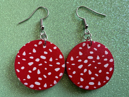 Mushroom Earrings: Laser Cut Acrylic Amanita Caps, Forest Creature, Mushies, Mycology, Fungi, Fungus, Cottage, Best Gifts for Her/Him/Them