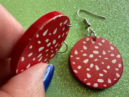 Mushroom Earrings: Laser Cut Acrylic Amanita Caps, Forest Creature, Mushies, Mycology, Fungi, Fungus, Cottage, Best Gifts for Her/Him/Them