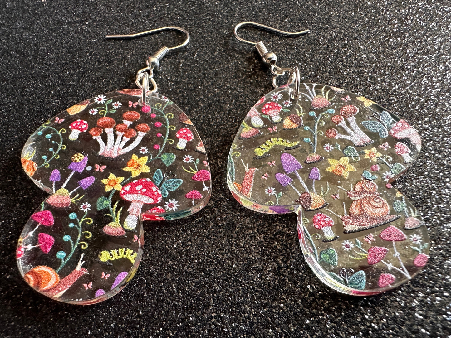 Mushroom Earrings: Laser Cut Acrylic Mushrooms, Mushies, Trees, Snails, Amanita, Forest, Green, Cottage, Best Gifts for Her/Him/Them