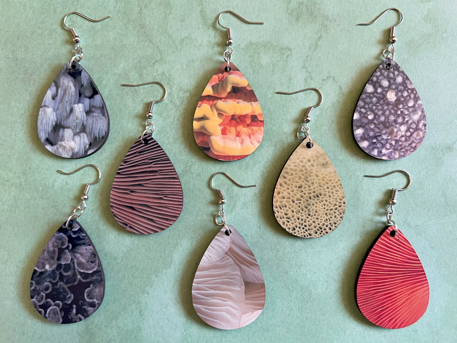 Mushroom Earrings: Mycology, Morel, Chanterelle, Bolete, Amanita Mushroom Earrings, Green Earrings, Sublimated, Best Gifts for Her/Him/Them