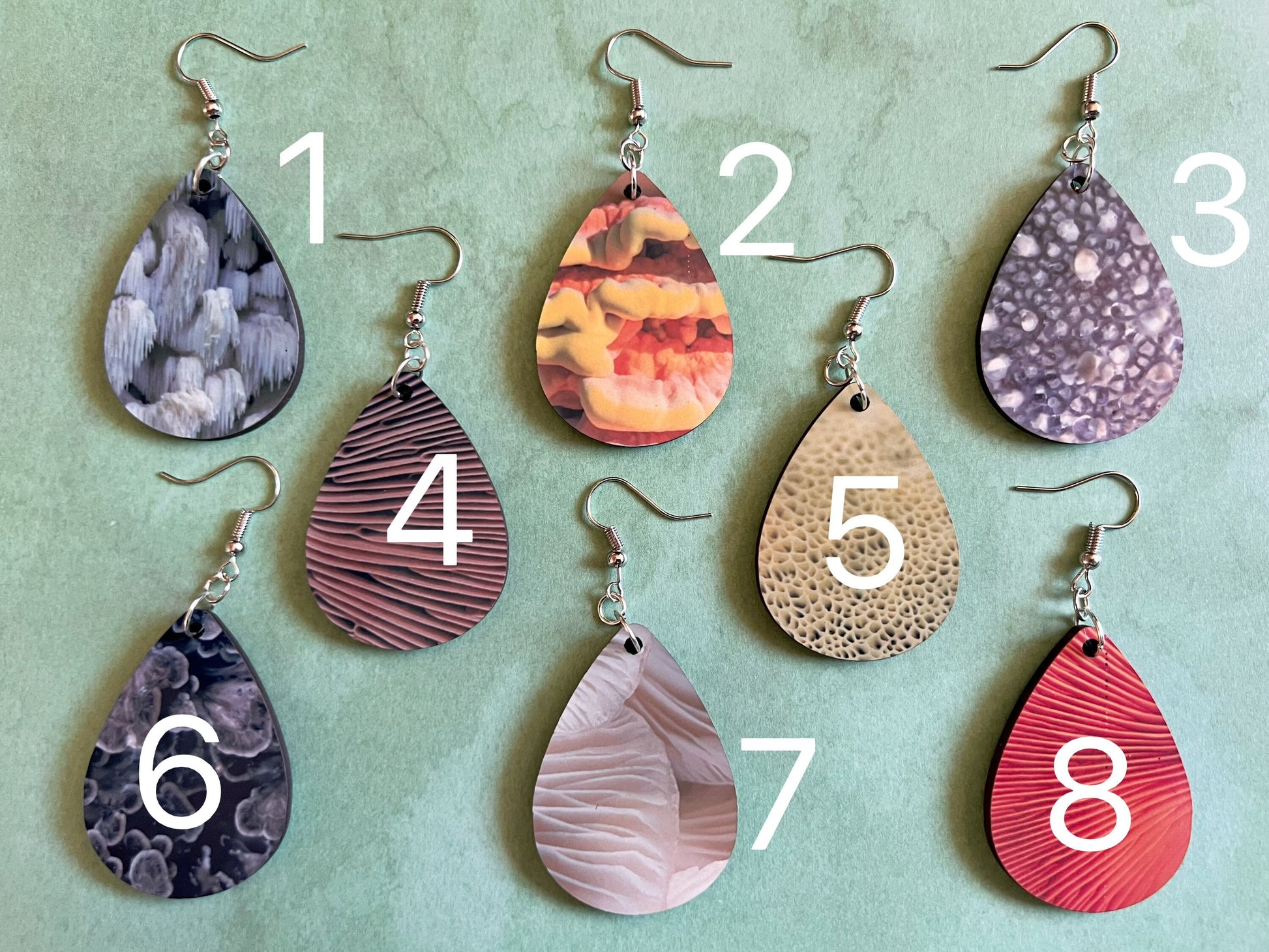 Mushroom Earrings: Mycology, Morel, Chanterelle, Bolete, Amanita Mushroom Earrings, Green Earrings, Sublimated, Best Gifts for Her/Him/Them