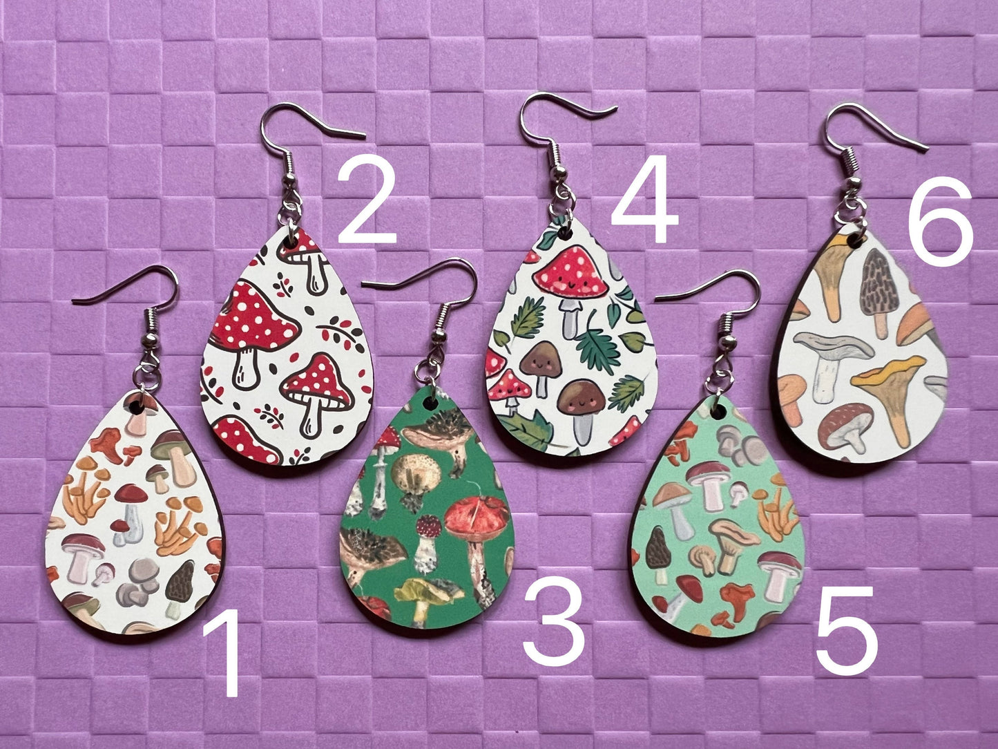 Mushroom Earrings: Mycology, Morel, Chanterelle, Bolete, Amanita Mushroom Earrings, Sublimated, Green Earrings, Best Gifts for Her/Him/Them