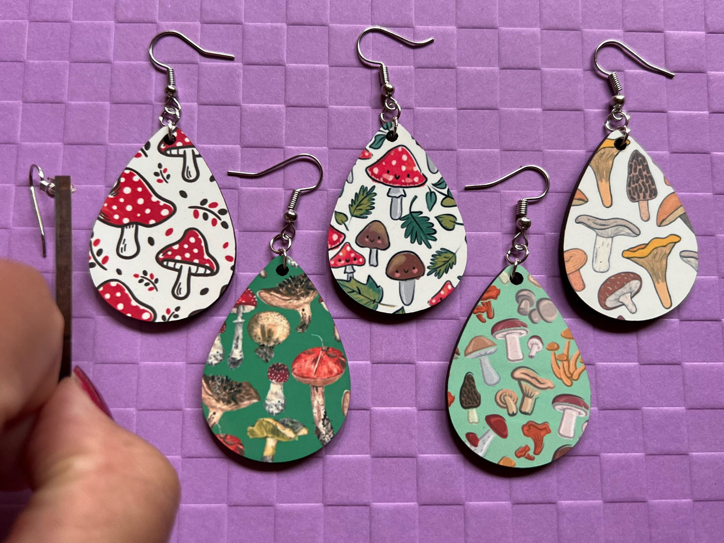 Mushroom Earrings: Mycology, Morel, Chanterelle, Bolete, Amanita Mushroom Earrings, Sublimated, Green Earrings, Best Gifts for Her/Him/Them