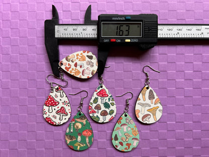 Mushroom Earrings: Mycology, Morel, Chanterelle, Bolete, Amanita Mushroom Earrings, Sublimated, Green Earrings, Best Gifts for Her/Him/Them