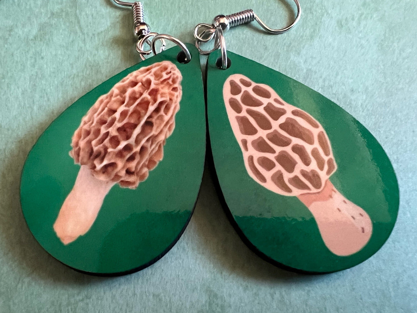 Mushroom Earrings: Mycology, Morel, Chanterelle, Bolete, Amanita Mushroom Earrings, Sublimated, Green Earrings, Best Gifts for Her/Him/Them