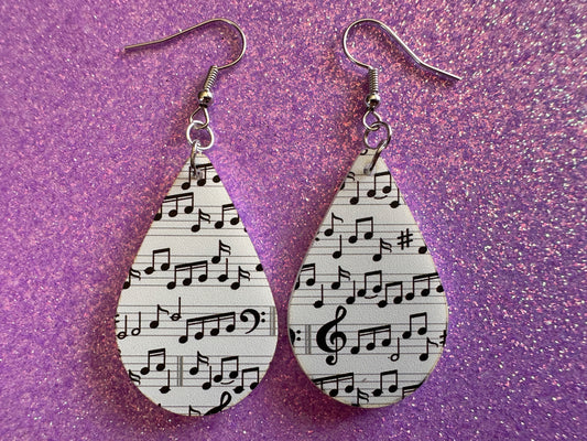Music Note Earrings: Laser Cut Acrylic Sheet Music, Piano, Classical, Concert, Musical, Musician, Treble Cleff, Best Gifts for Her/Him/Them