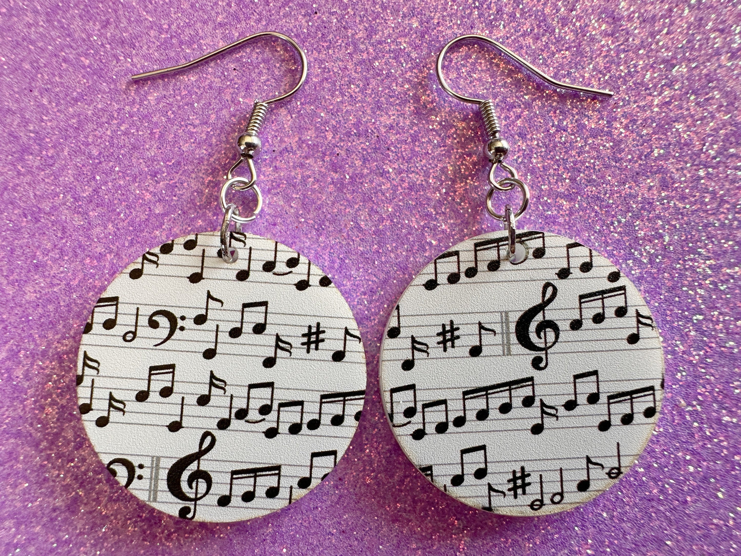 Music Note Earrings: Laser Cut Acrylic Sheet Music, Piano, Classical, Concert, Musical, Musician, Treble Cleff, Best Gifts for Her/Him/Them
