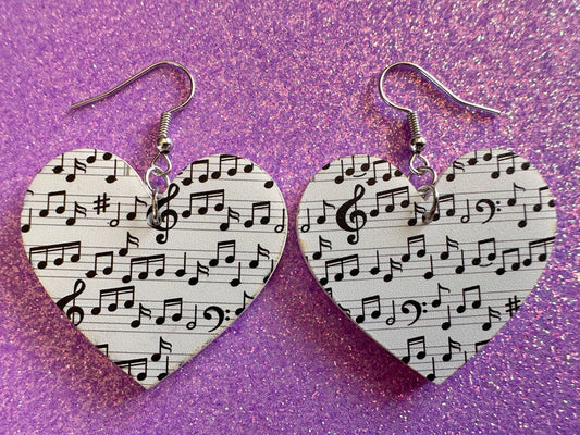 Music Note Earrings: Laser Cut Acrylic Sheet Music, Piano, Classical, Concert, Musical, Musician, Treble Cleff, Best Gifts for Her/Him/Them