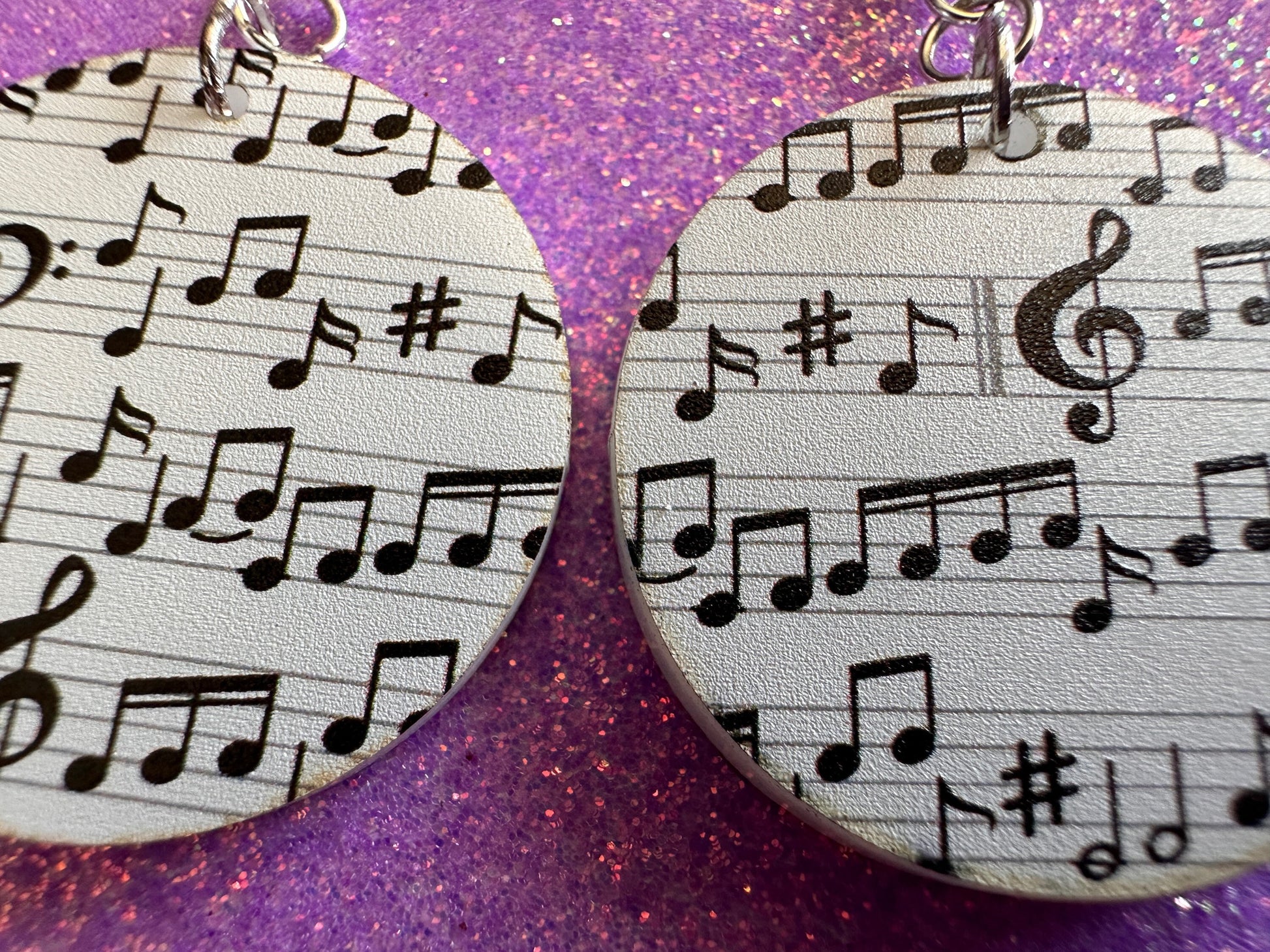 Music Note Earrings: Laser Cut Acrylic Sheet Music, Piano, Classical, Concert, Musical, Musician, Treble Cleff, Best Gifts for Her/Him/Them