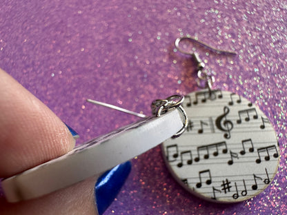 Music Note Earrings: Laser Cut Acrylic Sheet Music, Piano, Classical, Concert, Musical, Musician, Treble Cleff, Best Gifts for Her/Him/Them