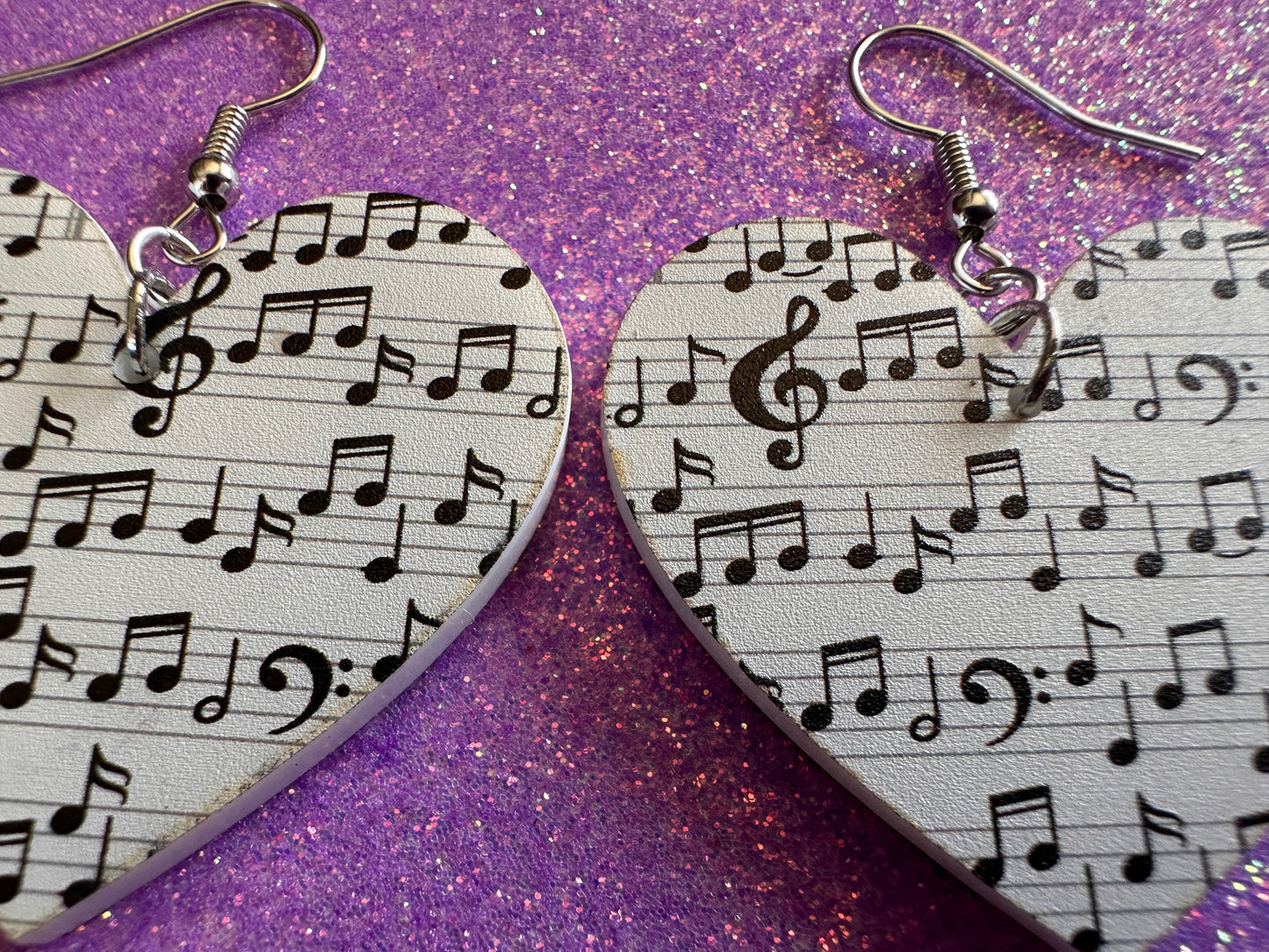 Music Note Earrings: Laser Cut Acrylic Sheet Music, Piano, Classical, Concert, Musical, Musician, Treble Cleff, Best Gifts for Her/Him/Them