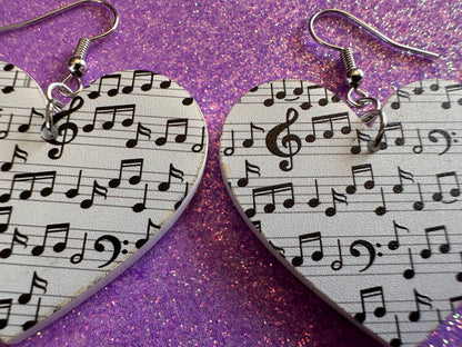 Music Note Earrings: Laser Cut Acrylic Sheet Music, Piano, Classical, Concert, Musical, Musician, Treble Cleff, Best Gifts for Her/Him/Them