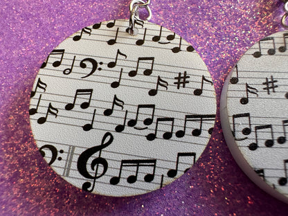 Music Note Earrings: Laser Cut Acrylic Sheet Music, Piano, Classical, Concert, Musical, Musician, Treble Cleff, Best Gifts for Her/Him/Them