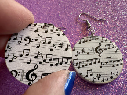 Music Note Earrings: Laser Cut Acrylic Sheet Music, Piano, Classical, Concert, Musical, Musician, Treble Cleff, Best Gifts for Her/Him/Them