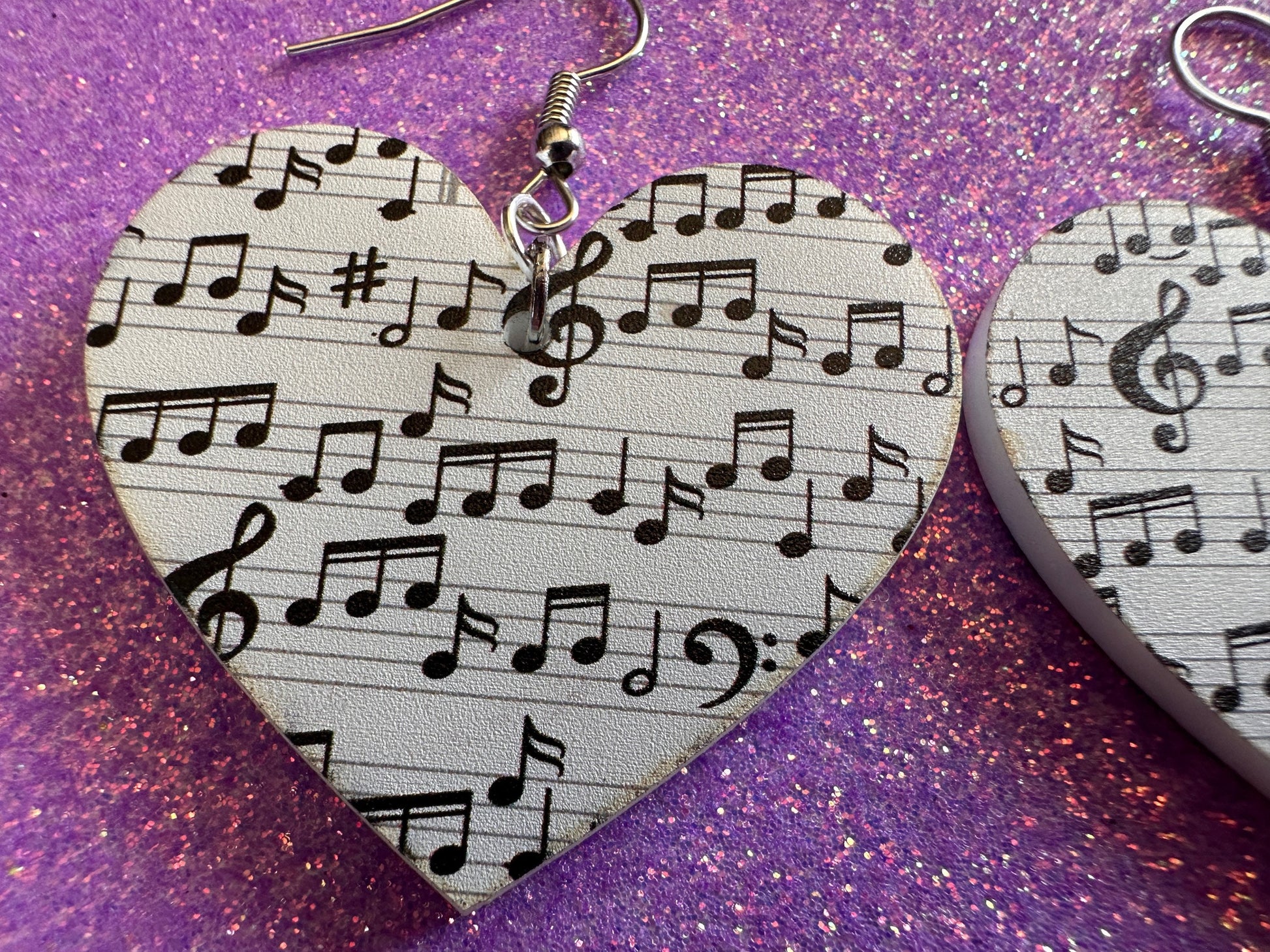 Music Note Earrings: Laser Cut Acrylic Sheet Music, Piano, Classical, Concert, Musical, Musician, Treble Cleff, Best Gifts for Her/Him/Them