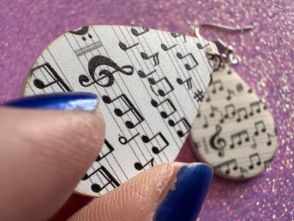 Music Note Earrings: Laser Cut Acrylic Sheet Music, Piano, Classical, Concert, Musical, Musician, Treble Cleff, Best Gifts for Her/Him/Them