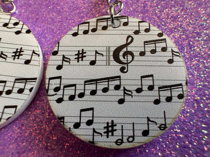 Music Note Earrings: Laser Cut Acrylic Sheet Music, Piano, Classical, Concert, Musical, Musician, Treble Cleff, Best Gifts for Her/Him/Them