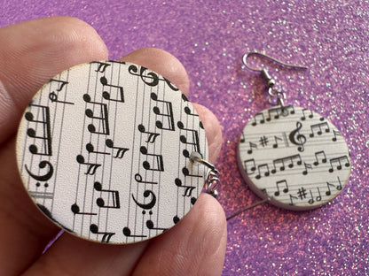 Music Note Earrings: Laser Cut Acrylic Sheet Music, Piano, Classical, Concert, Musical, Musician, Treble Cleff, Best Gifts for Her/Him/Them