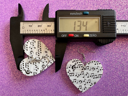 Music Note Earrings: Laser Cut Acrylic Sheet Music, Piano, Classical, Concert, Musical, Musician, Treble Cleff, Best Gifts for Her/Him/Them