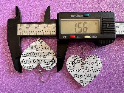 Music Note Earrings: Laser Cut Acrylic Sheet Music, Piano, Classical, Concert, Musical, Musician, Treble Cleff, Best Gifts for Her/Him/Them