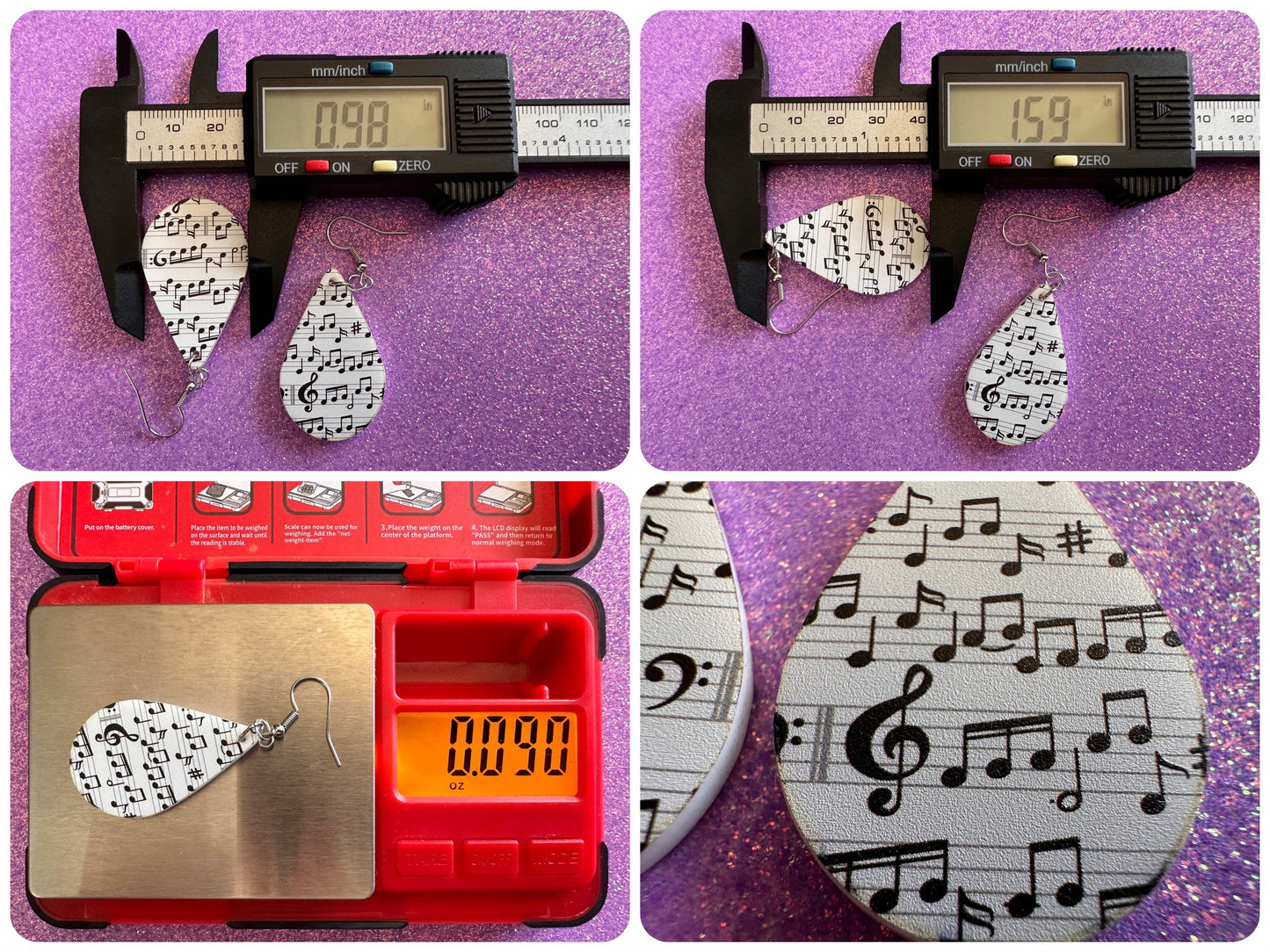 Music Note Earrings: Laser Cut Acrylic Sheet Music, Piano, Classical, Concert, Musical, Musician, Treble Cleff, Best Gifts for Her/Him/Them