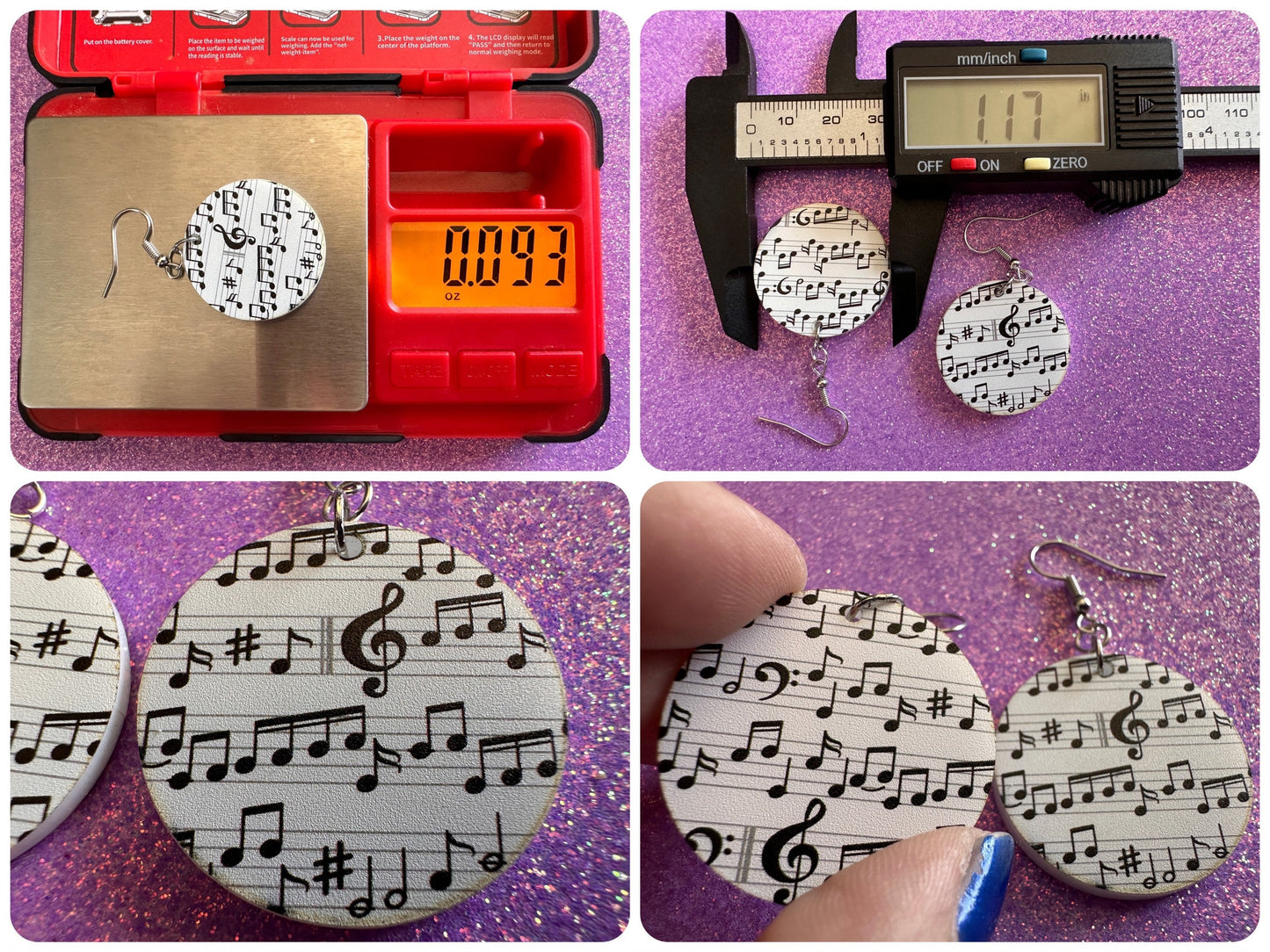 Music Note Earrings: Laser Cut Acrylic Sheet Music, Piano, Classical, Concert, Musical, Musician, Treble Cleff, Best Gifts for Her/Him/Them
