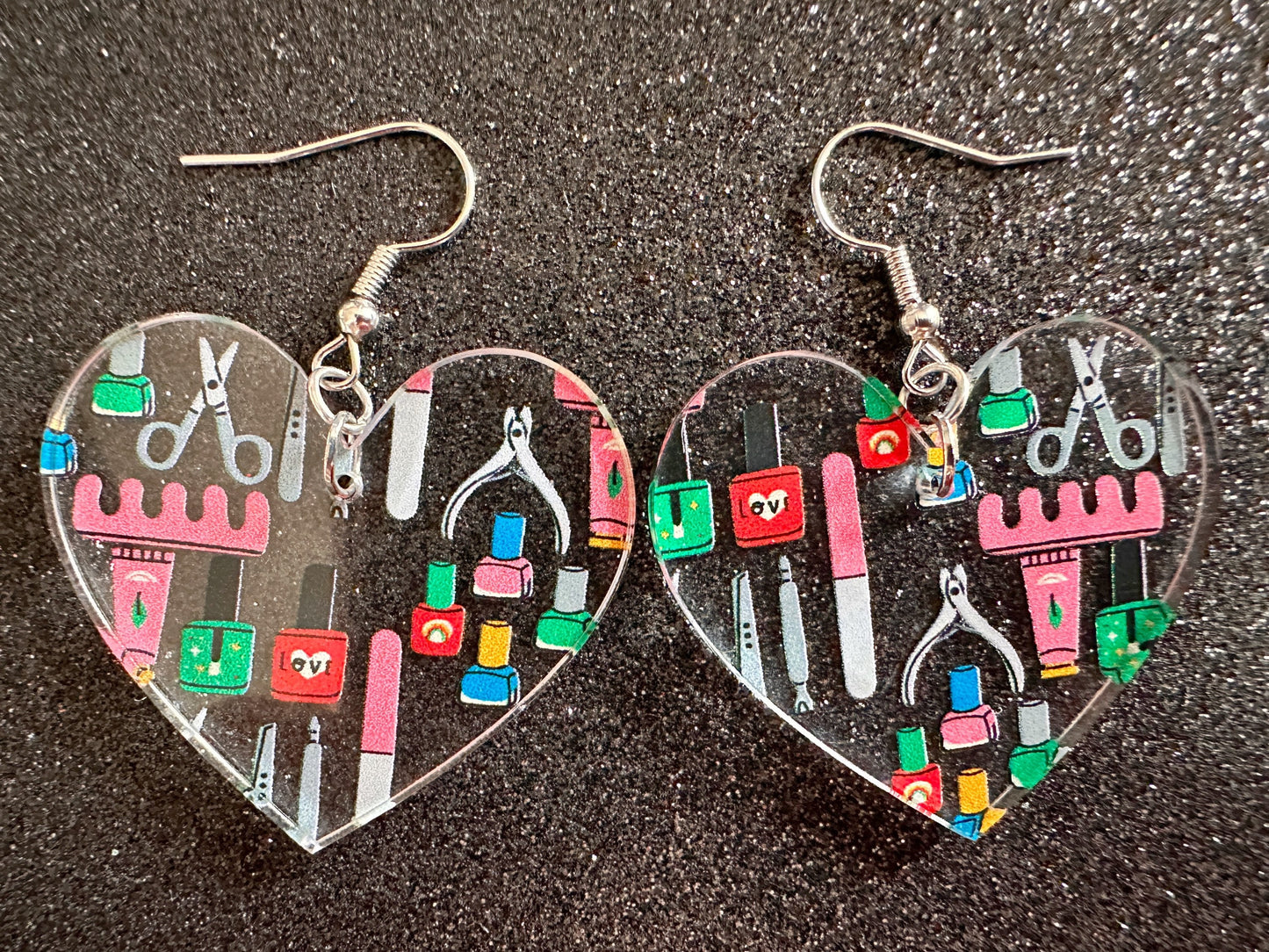 Nail Salon Earrings: Laser Cut Acrylic Earrings, Nail Polish, File, Scissors, Manicure, Pedicure, Nails, Girls Day, Gifts for Her/Him/Them