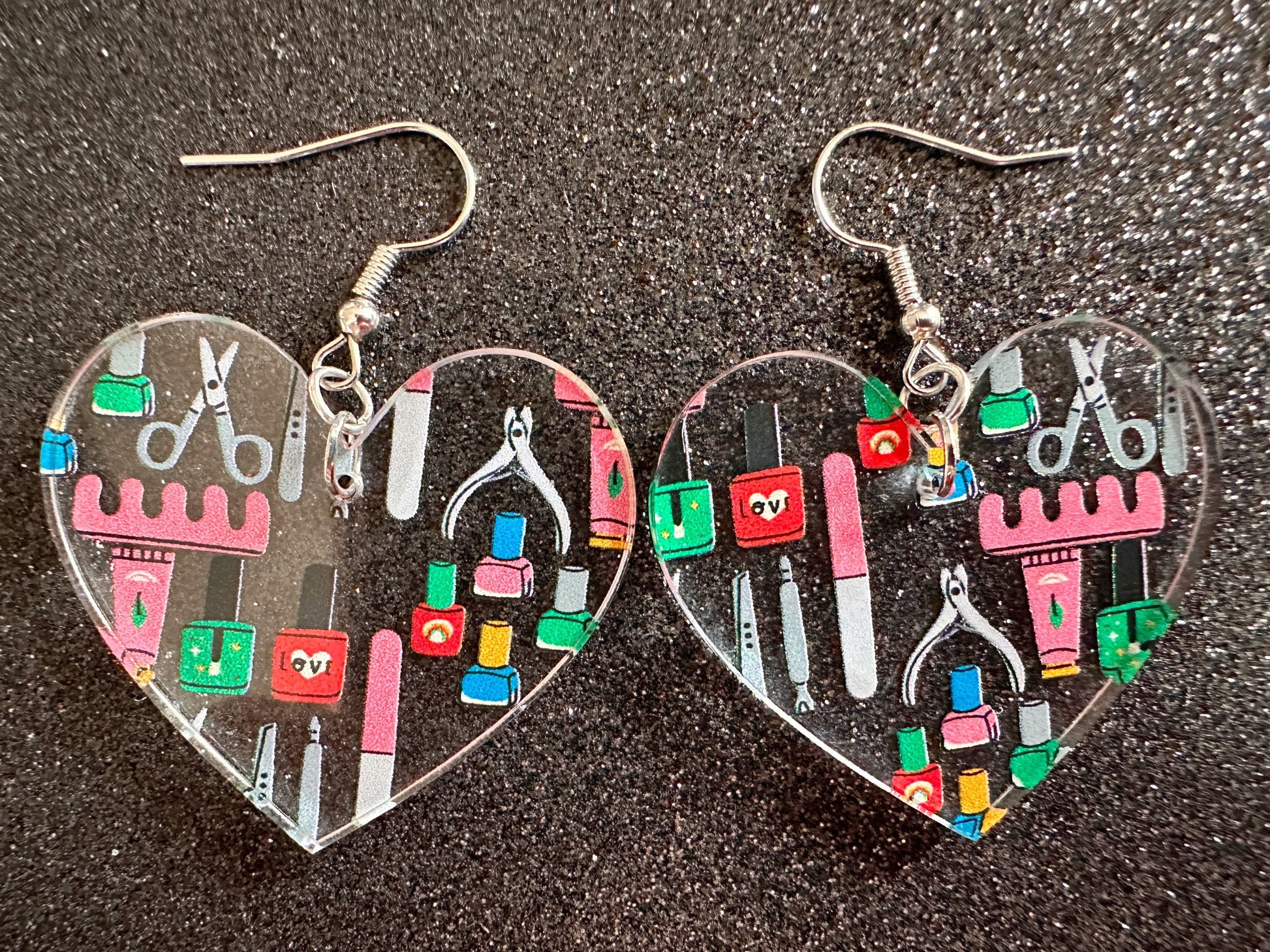 Nail Salon Earrings: Laser Cut Acrylic Earrings, Nail Polish, File, Scissors, Manicure, Pedicure, Nails, Girls Day, Gifts for Her/Him/Them