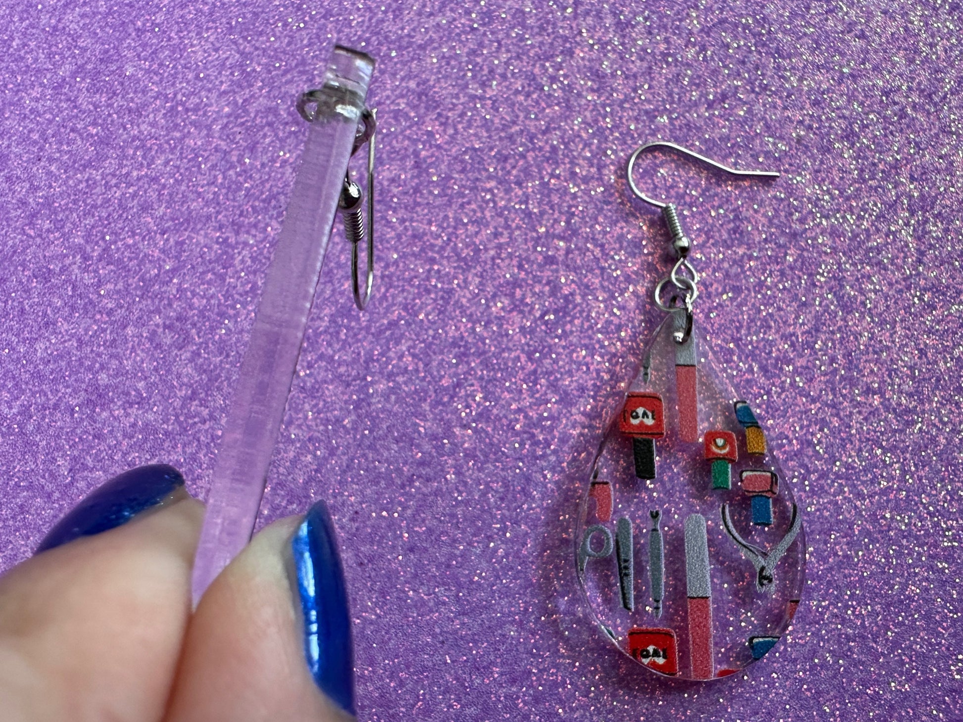 Nail Salon Earrings: Laser Cut Acrylic Earrings, Nail Polish, File, Scissors, Manicure, Pedicure, Nails, Girls Day, Gifts for Her/Him/Them