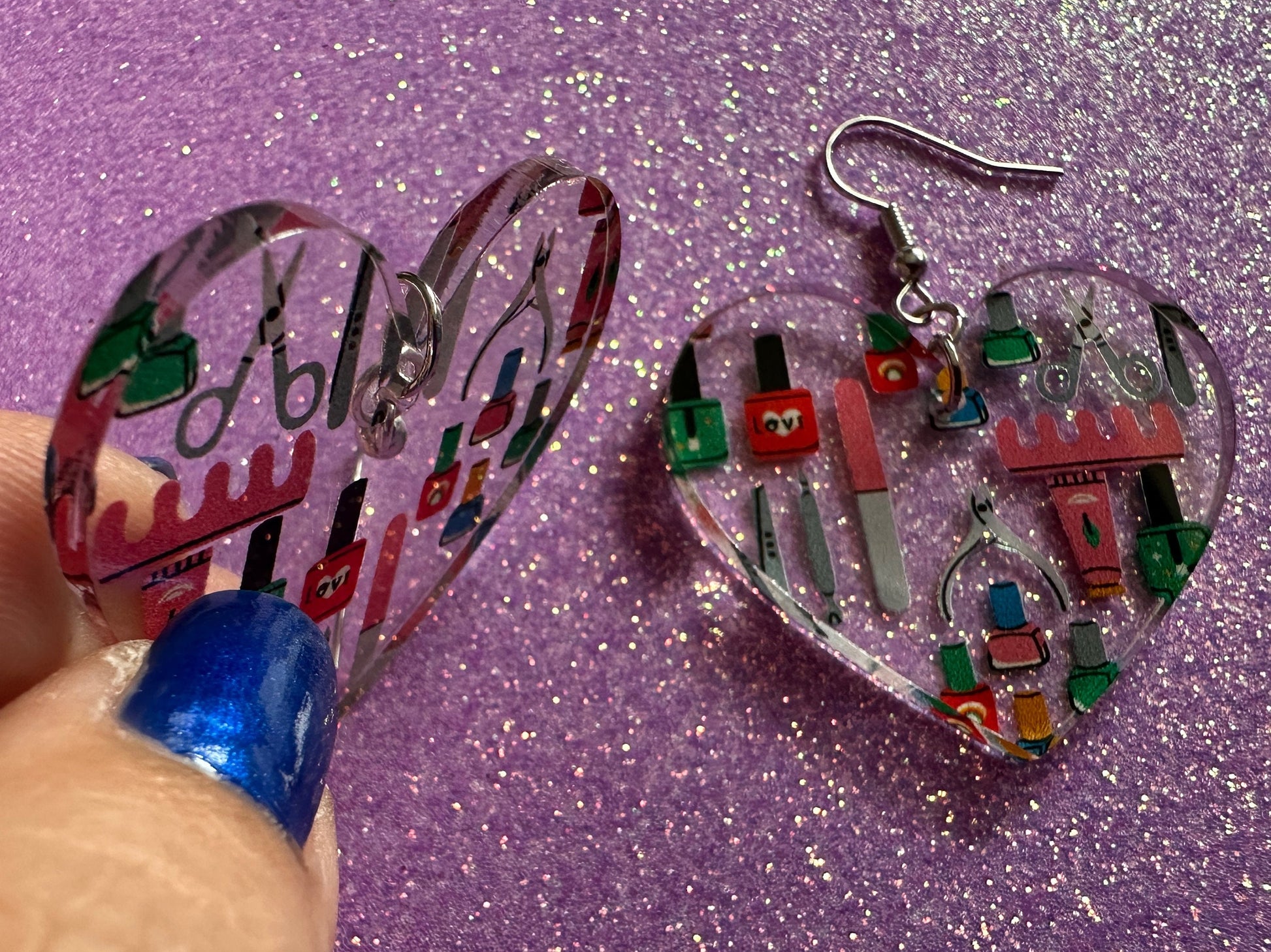 Nail Salon Earrings: Laser Cut Acrylic Earrings, Nail Polish, File, Scissors, Manicure, Pedicure, Nails, Girls Day, Gifts for Her/Him/Them