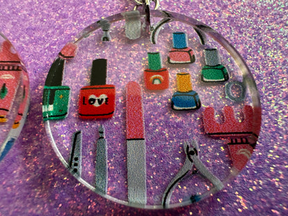 Nail Salon Earrings: Laser Cut Acrylic Earrings, Nail Polish, File, Scissors, Manicure, Pedicure, Nails, Girls Day, Gifts for Her/Him/Them