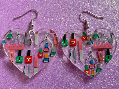 Nail Salon Earrings: Laser Cut Acrylic Earrings, Nail Polish, File, Scissors, Manicure, Pedicure, Nails, Girls Day, Gifts for Her/Him/Them