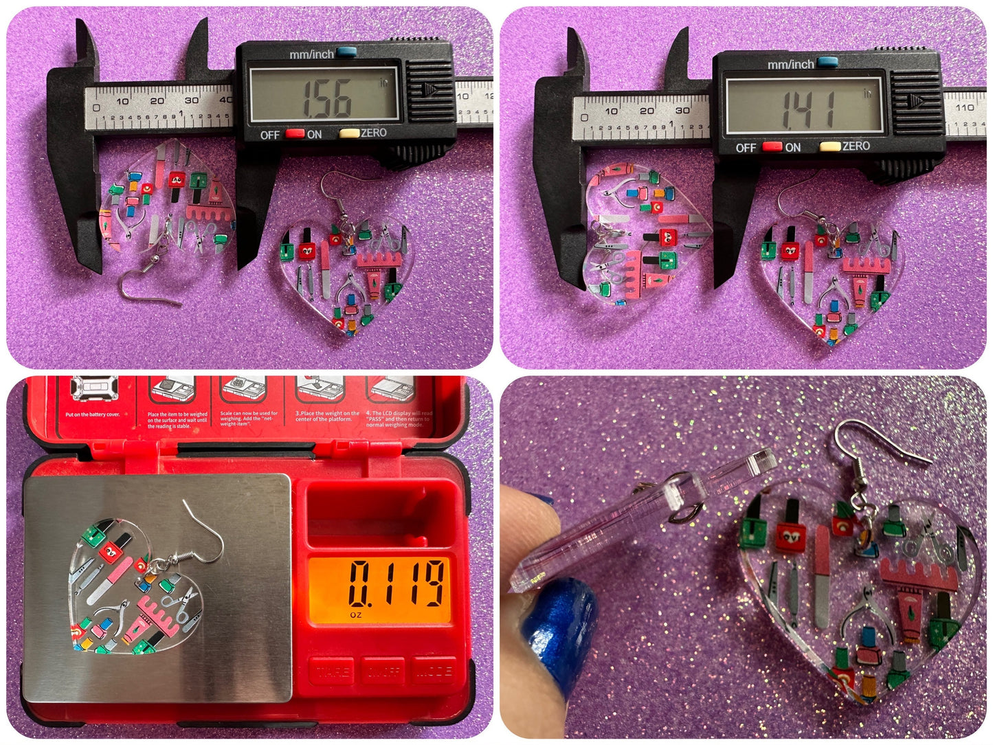 Nail Salon Earrings: Laser Cut Acrylic Earrings, Nail Polish, File, Scissors, Manicure, Pedicure, Nails, Girls Day, Gifts for Her/Him/Them