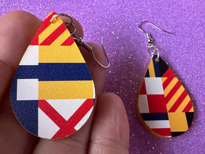 Nautical Flag Earrings: Laser Cut Acrylic Maritime, Marine, Ship Steering Wheel, Anchor, Boat, Ocean, Travel, Best Gifts for Her/Him/Them