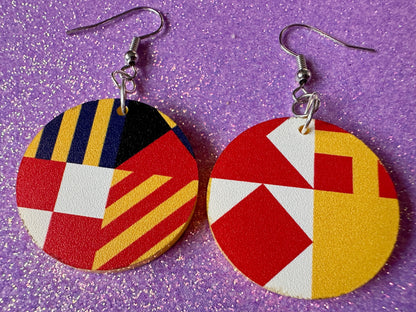 Nautical Flag Earrings: Laser Cut Acrylic Maritime, Marine, Ship Steering Wheel, Anchor, Boat, Ocean, Travel, Best Gifts for Her/Him/Them