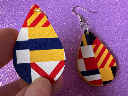Nautical Flag Earrings: Laser Cut Acrylic Maritime, Marine, Ship Steering Wheel, Anchor, Boat, Ocean, Travel, Best Gifts for Her/Him/Them